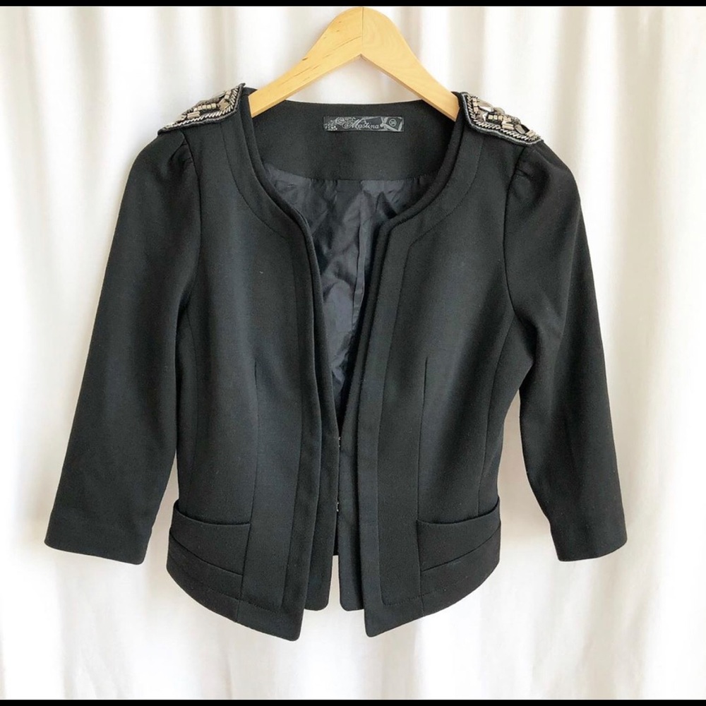 Mastina black 3/4 sleeve blazer